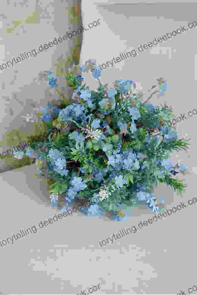 Dimensional Hand Stitched Forget Me Not Bouquet With Enchanting Blue Petals And Yellow Stamens Lovely Little Embroideries: 19 Dimensional Flower Bouquet Designs For Hand Stitching