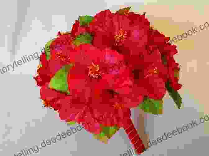 Dimensional Hand Stitched Hibiscus Bouquet With Vibrant Red, Pink, And Yellow Petals Lovely Little Embroideries: 19 Dimensional Flower Bouquet Designs For Hand Stitching