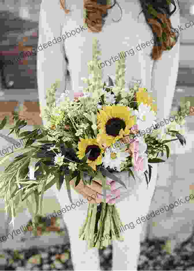 Dimensional Hand Stitched Sunflower Bouquet With Golden Yellow Petals And Rich Green Leaves Adorned With Intricate Stitching Lovely Little Embroideries: 19 Dimensional Flower Bouquet Designs For Hand Stitching
