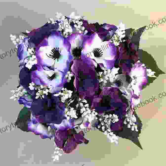 Hand Stitched Dimensional Pansy Bouquet With Whimsical Purple, Yellow, And White Petals Lovely Little Embroideries: 19 Dimensional Flower Bouquet Designs For Hand Stitching