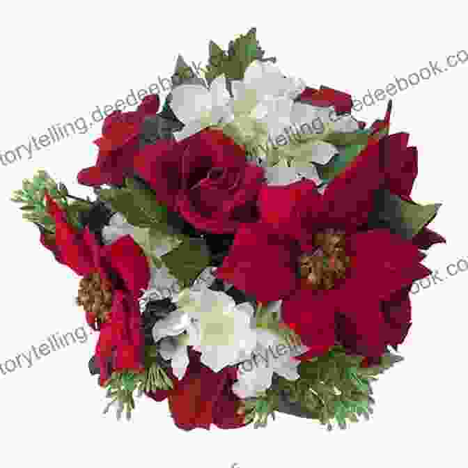 Hand Stitched Dimensional Poinsettia Bouquet With Vibrant Red, Pink, And White Petals Lovely Little Embroideries: 19 Dimensional Flower Bouquet Designs For Hand Stitching