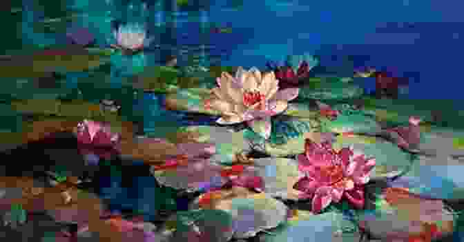 Water Lily, An Ethereal Painting By Tiffany Singleton, Depicting The Serene Elegance Of A Water Lily Floating On A Tranquil Pond. Pink Mimosa Tiffany Singleton